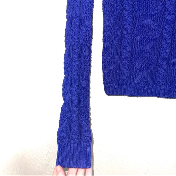 Guess Cobalt Blue Zip Shoulder Cable Knit Cropped Sweater XXsmall Women’s - Picture 4 of 10